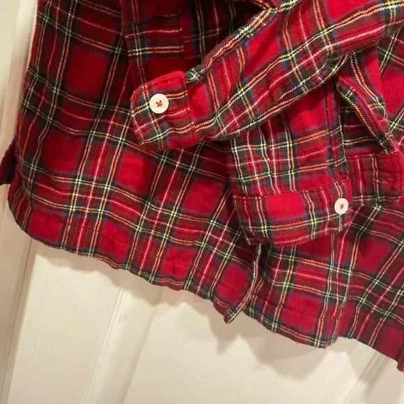 L.L. Bean Soft Cotton Red Plaid Flannel Long Sleeve Button Panama Top Size XS - Picture 8 of 11